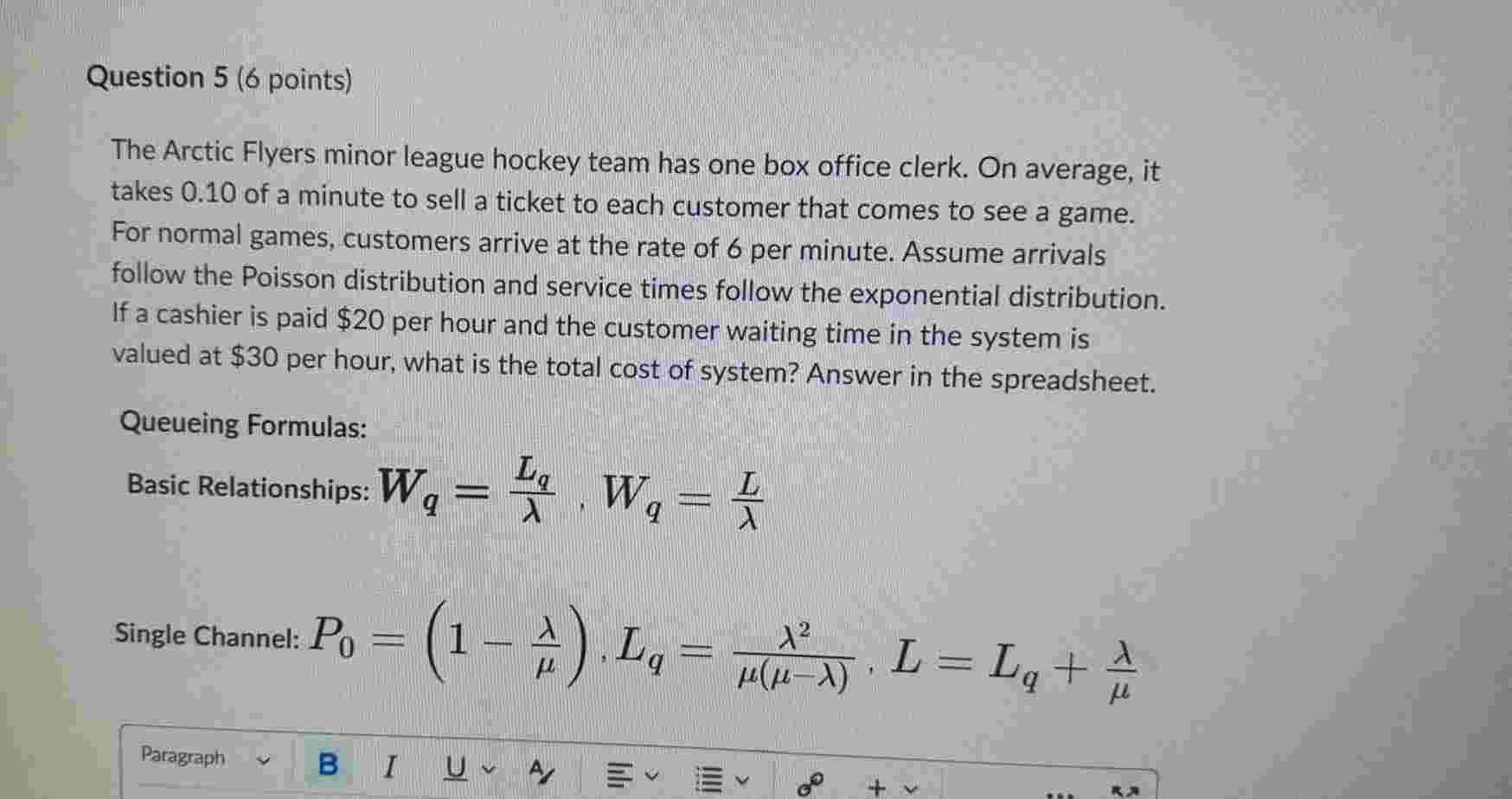 Question 5 ( 6 points ) The Arctic Flyers minor