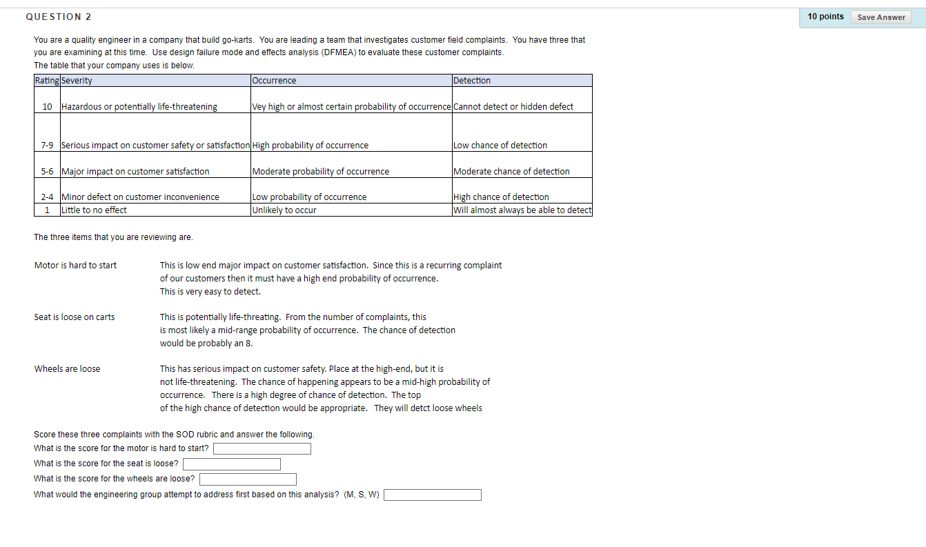 QUESTION 2 10 points Save Answer You are a