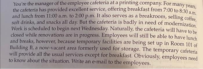 please help ! i need to write a email thats for a