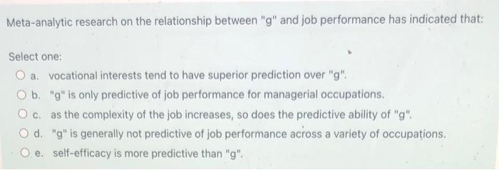 Meta-analytic research on the relationship