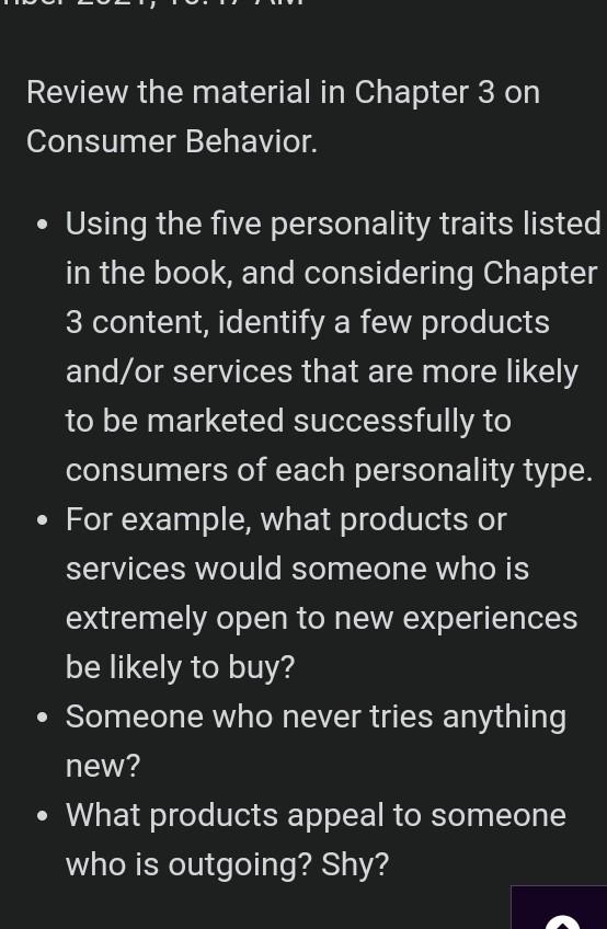 Review the material in Chapter 3 on Consumer