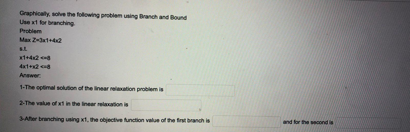 Graphically, solve the following problem using