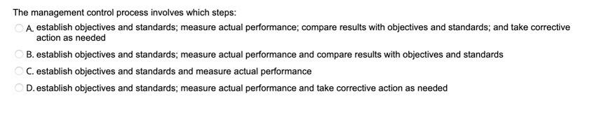 The management control process involves which