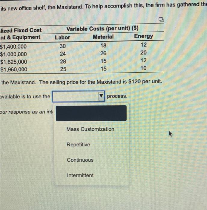 Metters Cabinets, Inc., needs to choose a