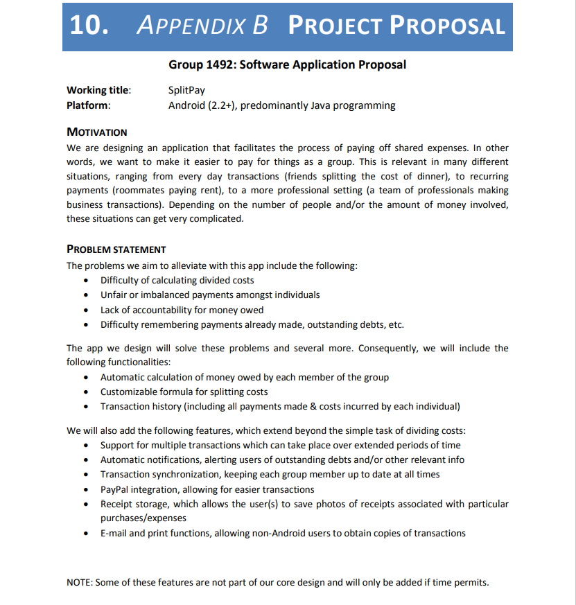 Main Question - From the core features as a