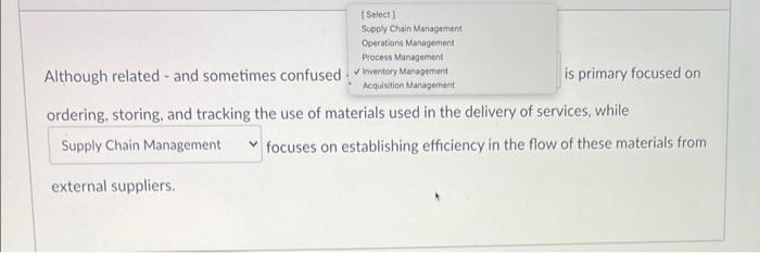 Select Supply Chain Management Operations