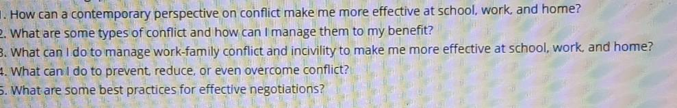 1. How can a contemporary perspective on conflict