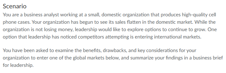 Scenario You are a business analyst working at a