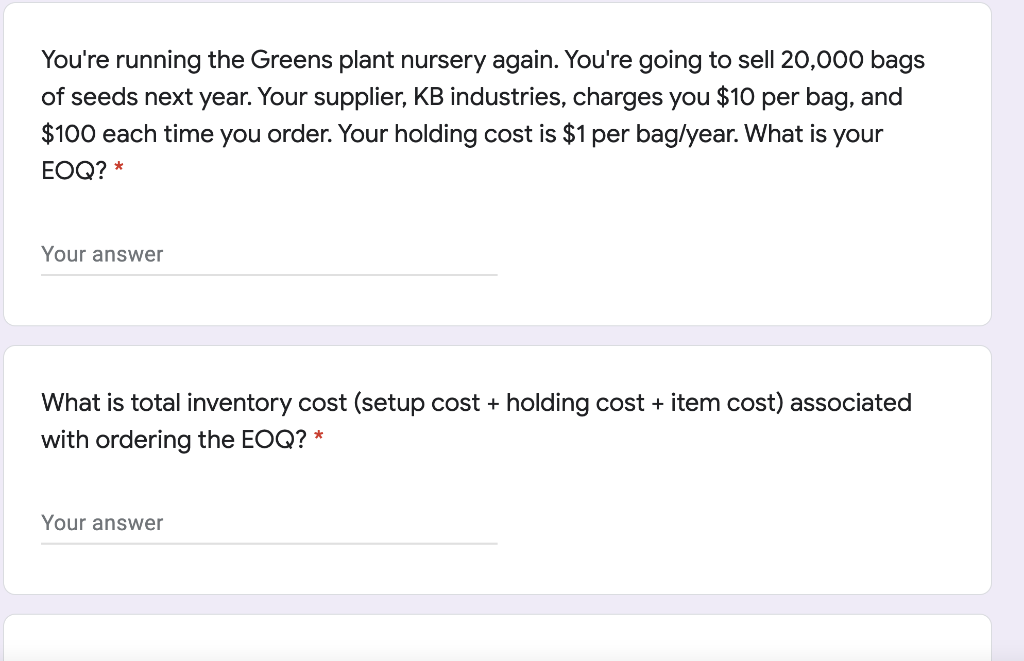 You're running the Greens plant nursery again.