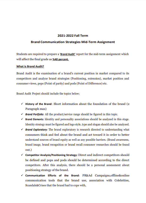 2021-2022 Fall Term Brand Communication