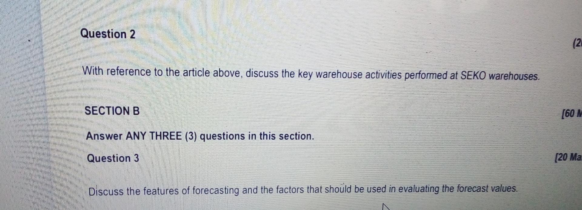 Question 2 (2 With reference to the article