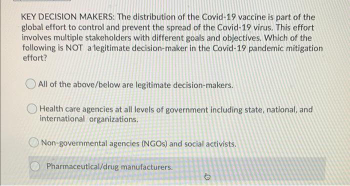 KEY DECISION MAKERS: The distribution of the