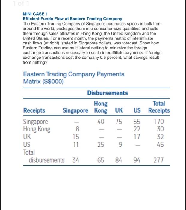 TO MINI CASE 1 Efficient Funds Flow at Eastern