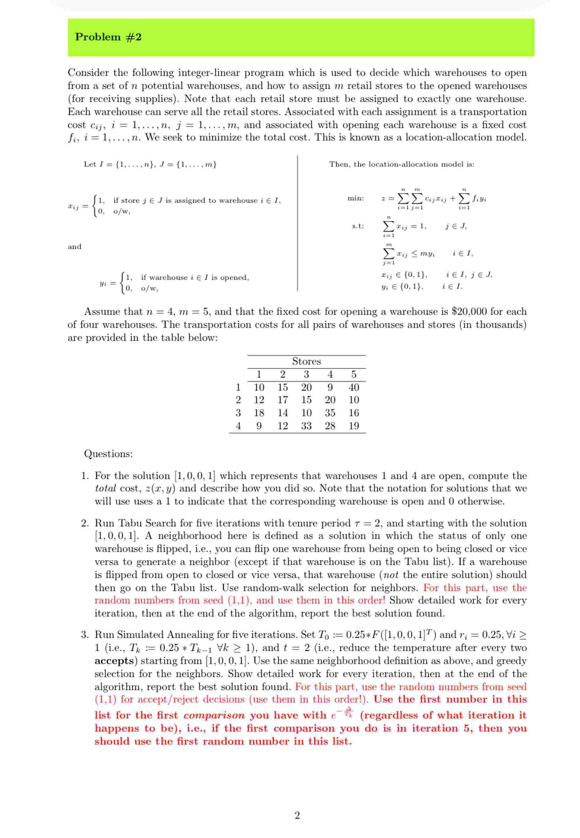 Problem # 2 Consider the following integer -