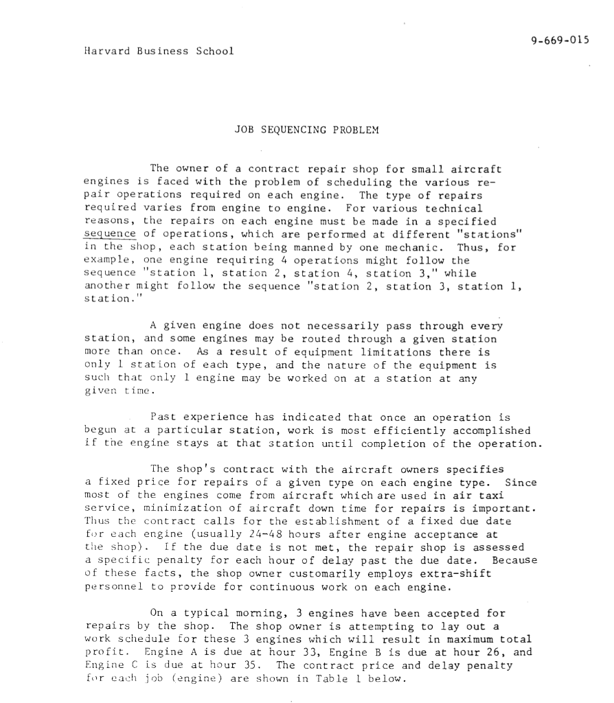 Using the information in the Job Sequencing