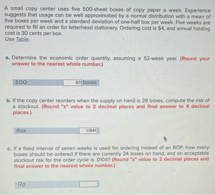 please just solve c. A small copy center uses