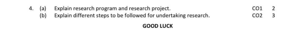 4. (a) Explain research program and research