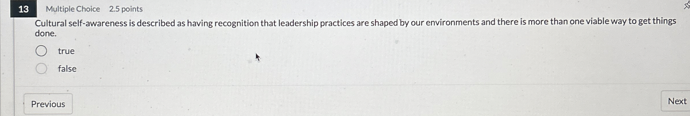 1 3 Multiple Choice 2 . 5 points Cultural self -