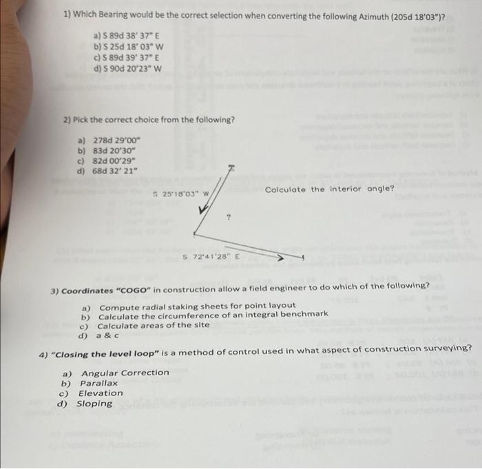 1) Which Bearing would be the correct selection