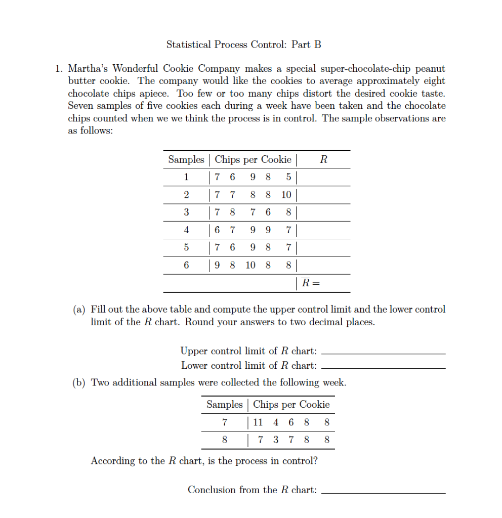 Statistical Process Control: Part B 1. Martha's
