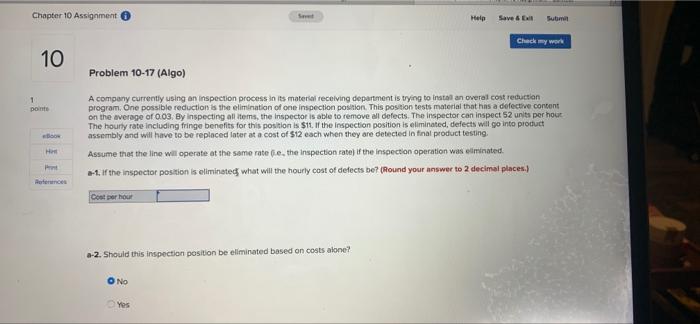 Chapter 10 Assignment - Help Save & E Sum Check