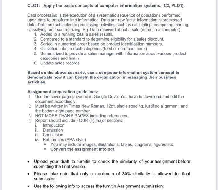 typing pleas CLO1: Apply the basic concepts of