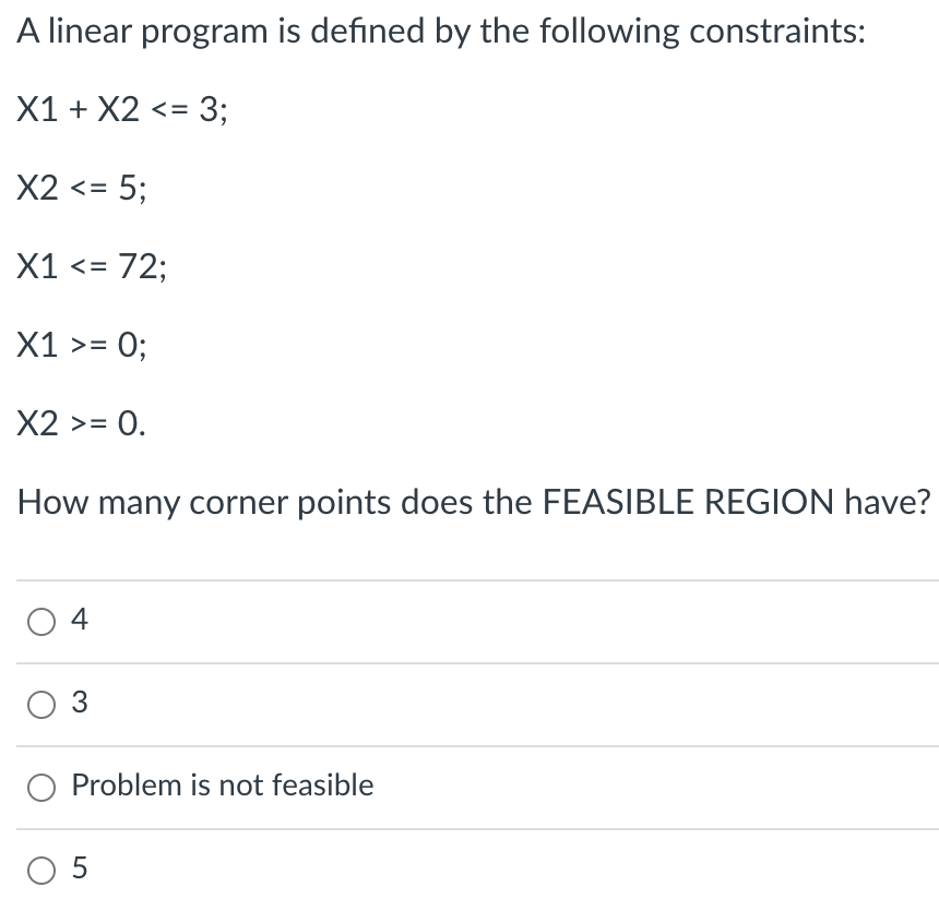 A linear program is defined by the following