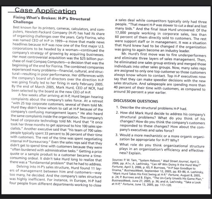 Case Application Fixing What's Broken: H-P's