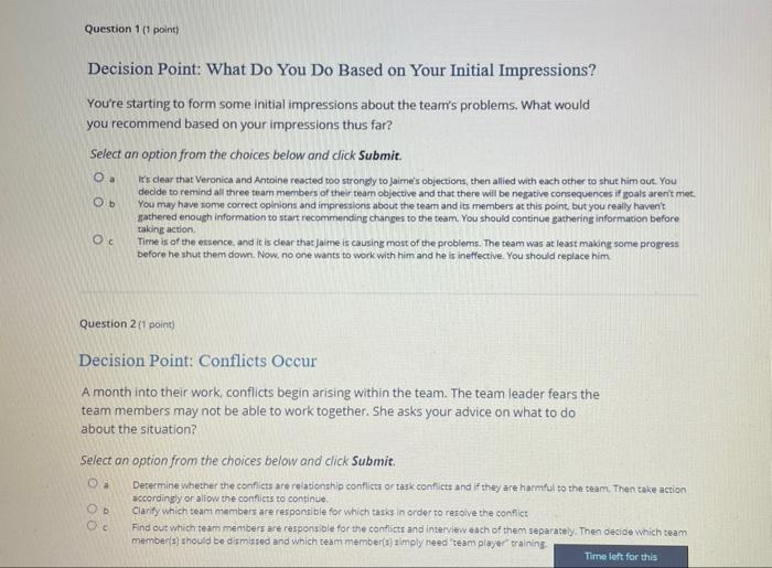 organization behaviour quiz Question 1 (point)