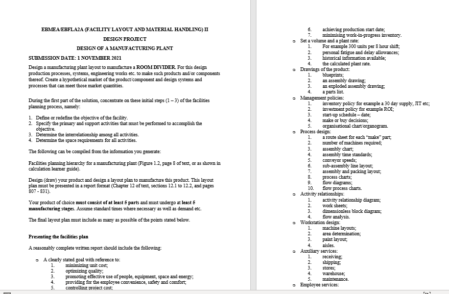EBMEA EBFLA2A (FACILITY LAYOUT AND MATERIAL