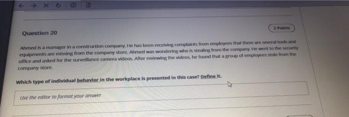 2 Points Question 20 Ahmed is a manager in a