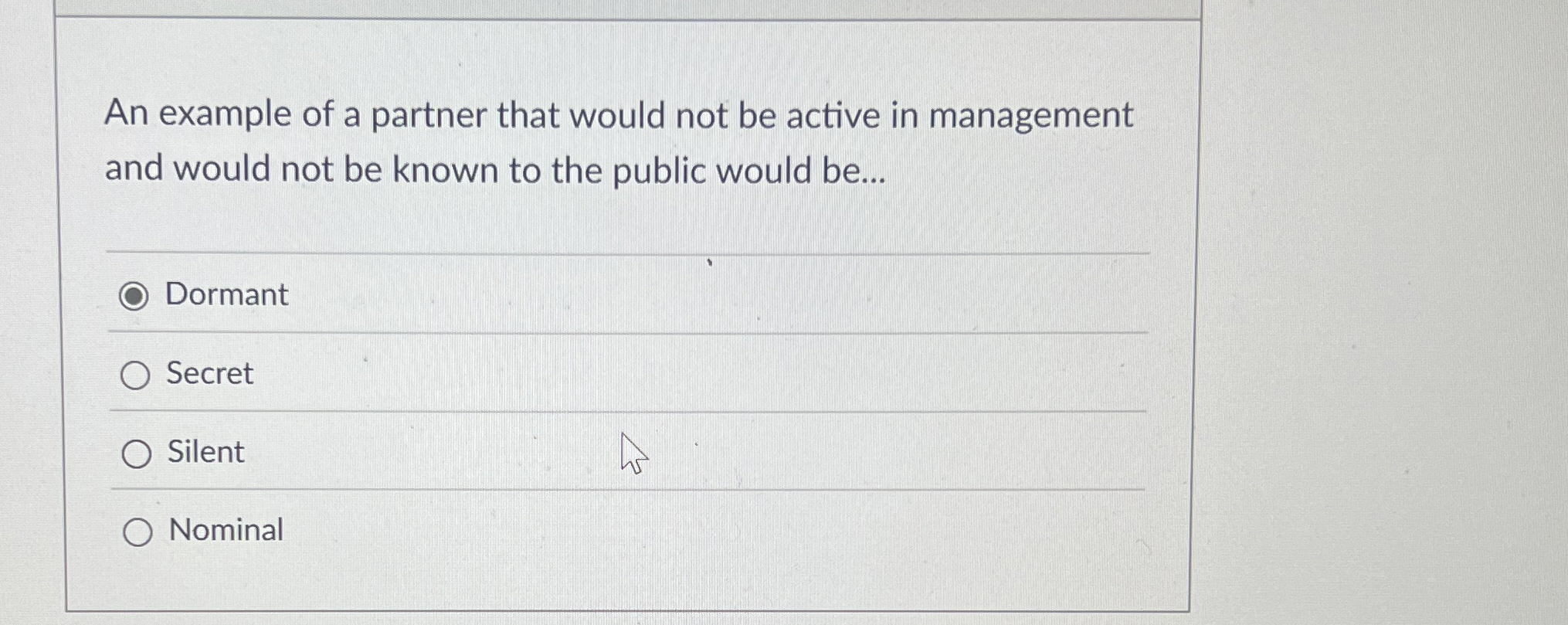 An example of a partner that would not be active