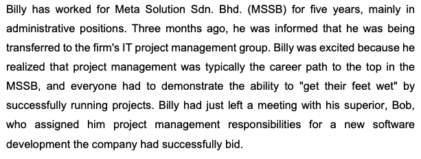Billy has worked for Meta Solution Sdn. Bhd.
