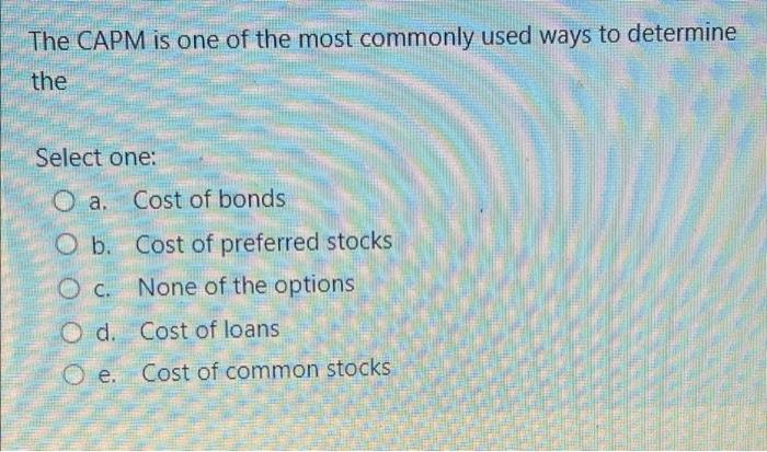 The CAPM is one of the most commonly used ways to