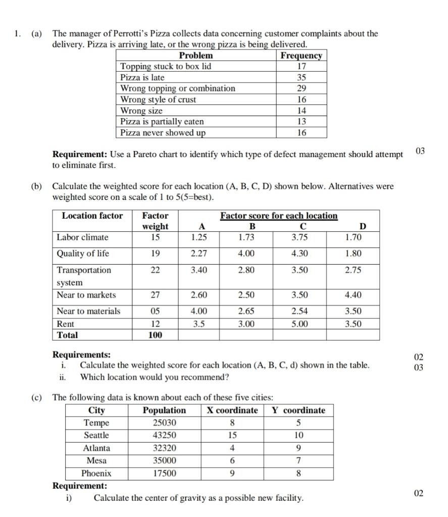 please ans all 1. (a) The manager of Perrotti's