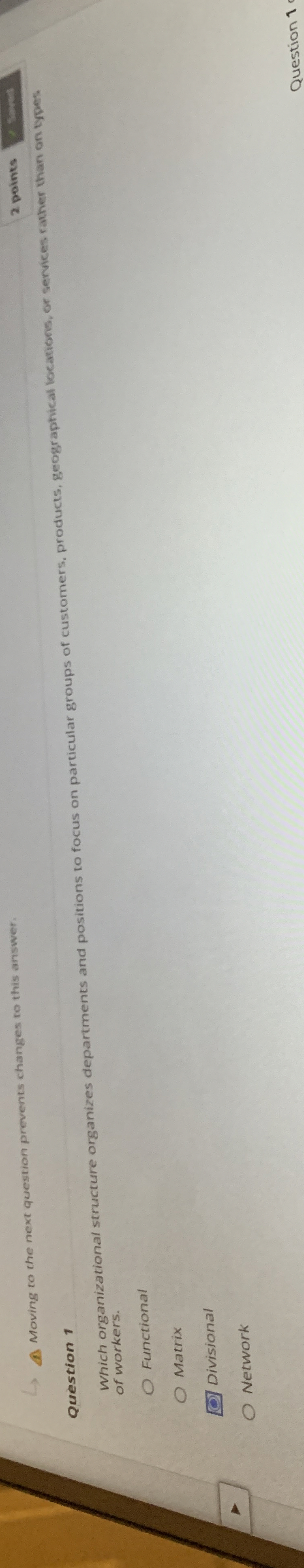 Which organizational structure organizes