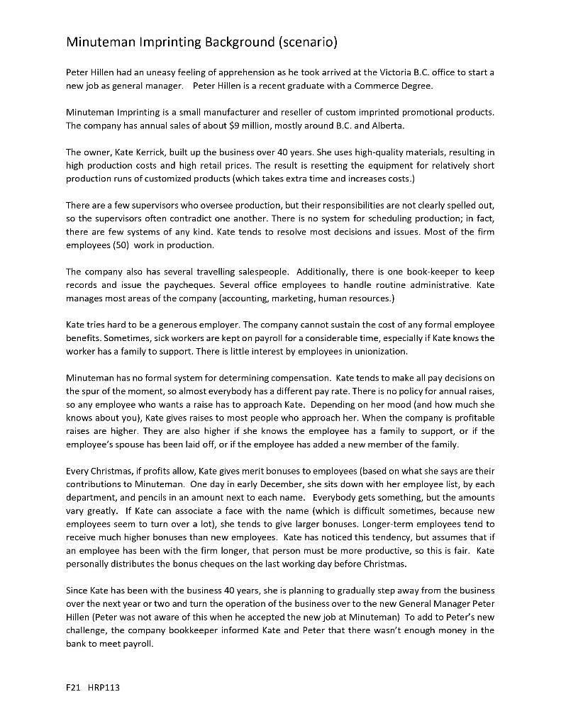 Minuteman Imprinting Background (scenario) Peter