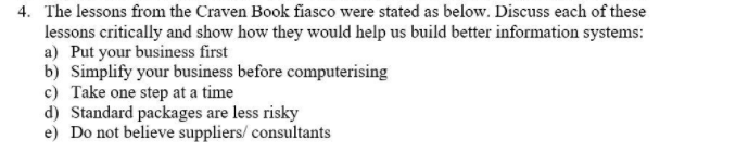 Based on Cravens Book Case : I need the answer