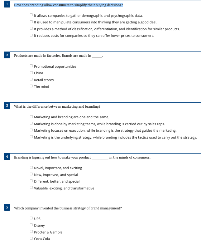 1 How does branding allow consumers to simplify