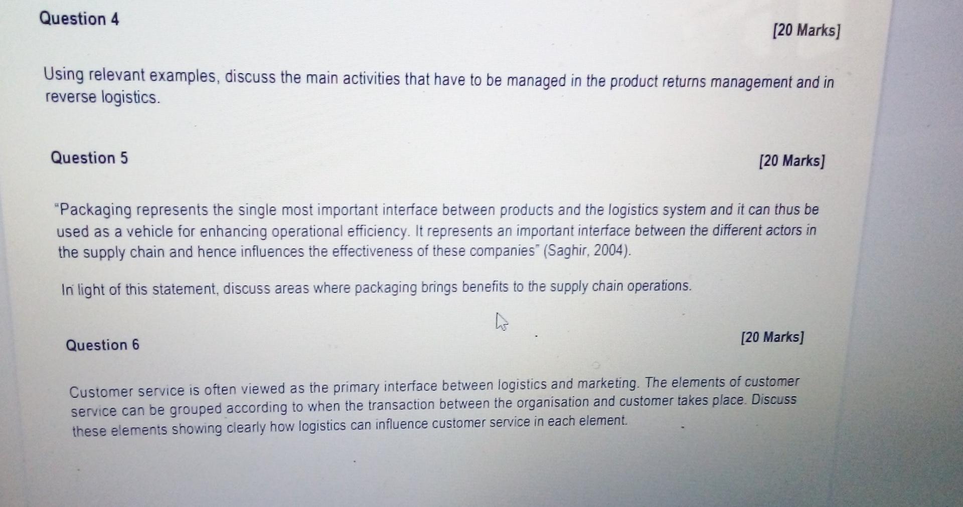 Question 4 [20 Marks] Using relevant examples,