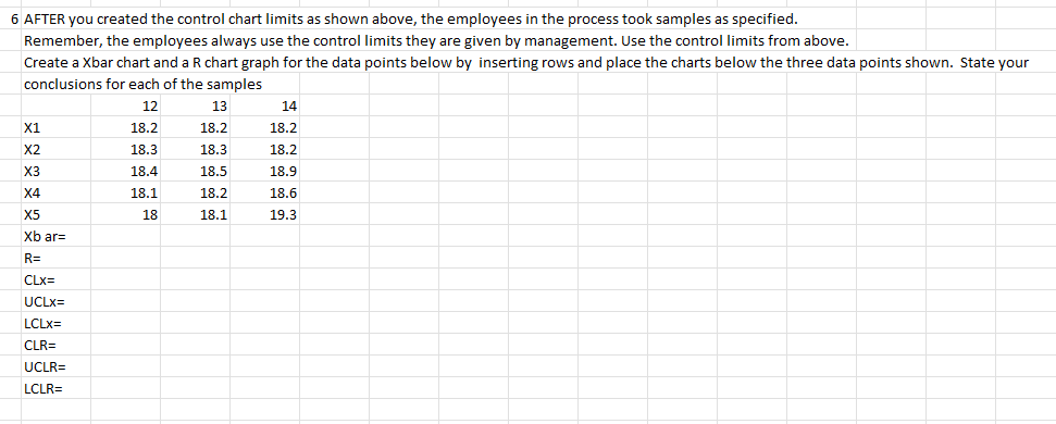 Use the data below to calculate the control
