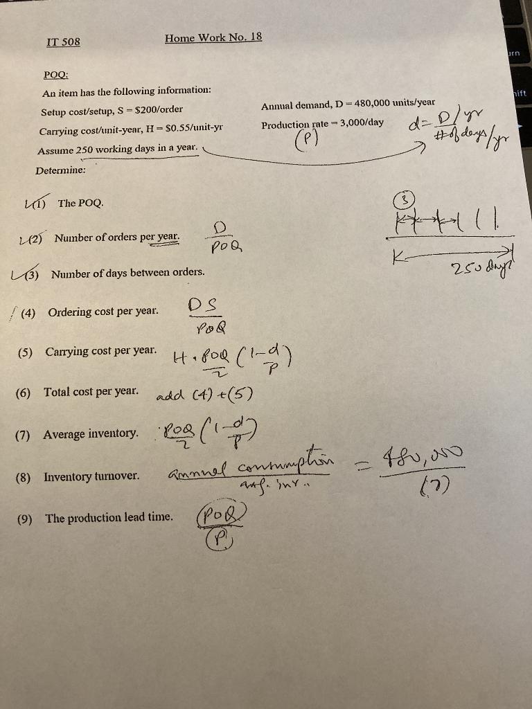 IT 508 Home Work No. 18 urn POO: bift Annual