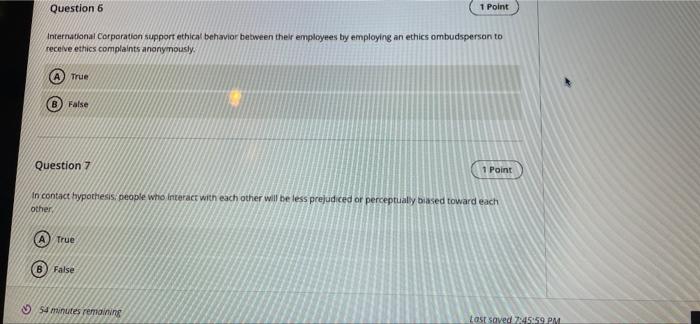 Question 10 1 Point B The International
