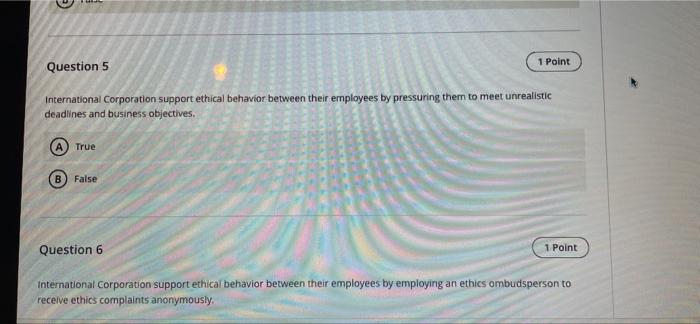 Question 10 1 Point B The International