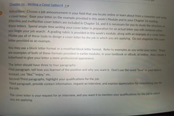 Chapter 16 - Writing a Cover Letter/4e