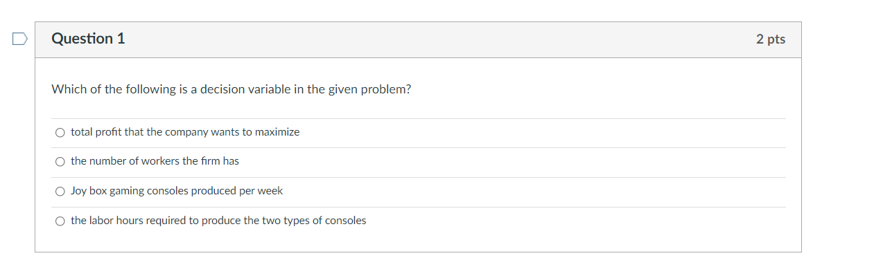 A manufacturing company produces two types of