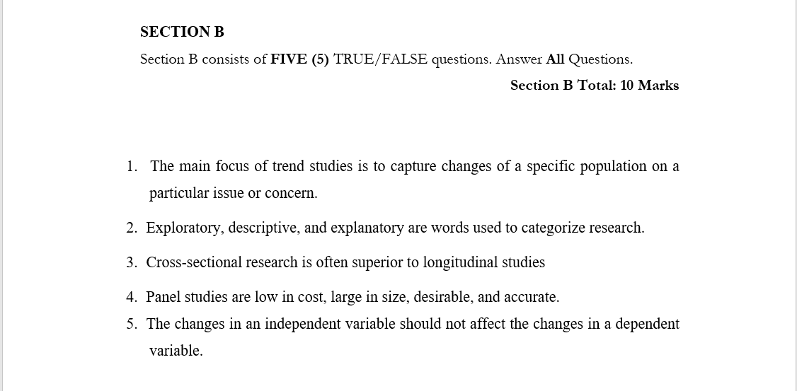 SECTION B Section B consists of FIVE (5)