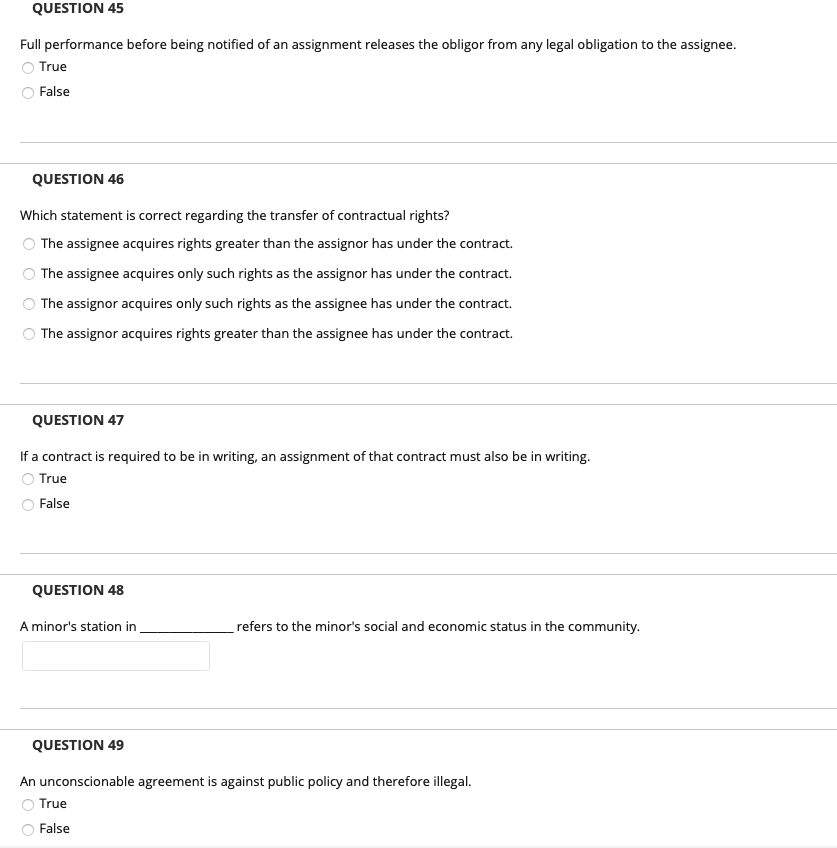 QUESTION 45 Full performance before being