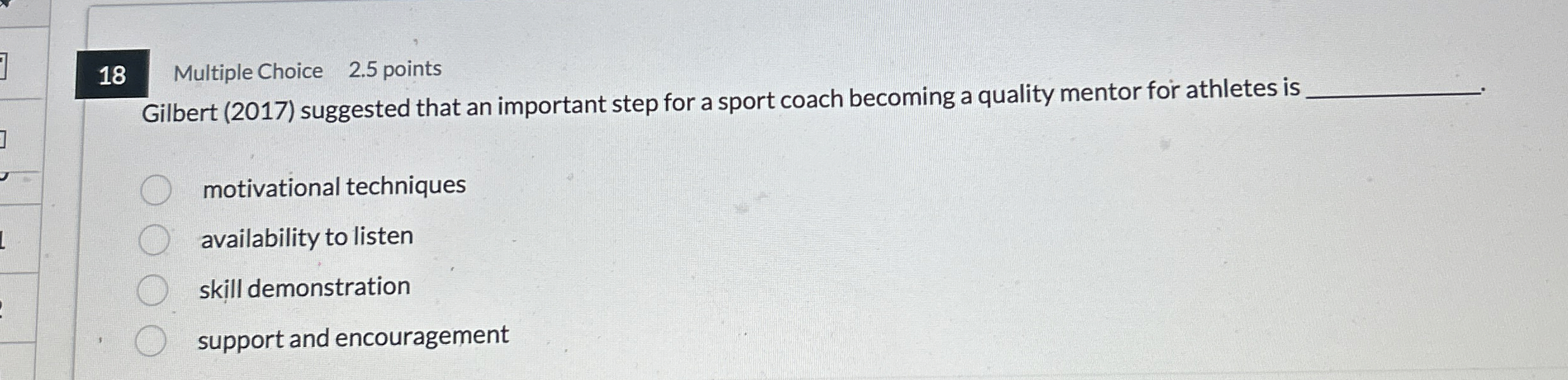 1 8 Multiple Choice 2 . 5 points Gilbert ( 2 0 1
