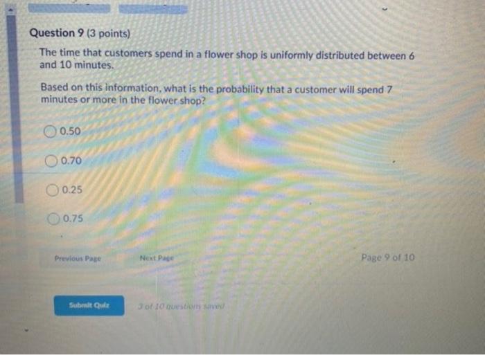 Question 8 (3 points) Scores of a common exam are
